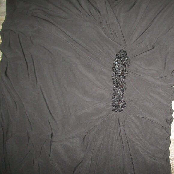 Collection Dressbarn Formal Dress Size 14 Black V Front Beads Back Zipper Party - Picture 12 of 14